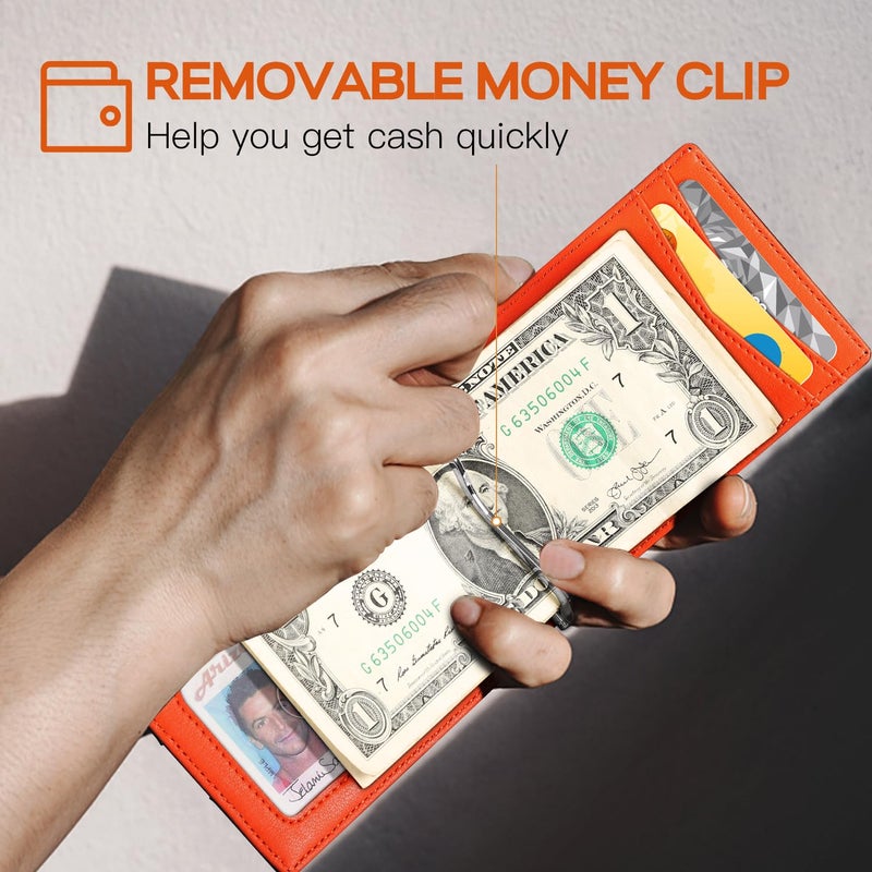 RUNBOX Slim Wallet for Men Genuine Leather RFID Blocking Bifold Minimalist Front Pocket Mens Wallet with Money Clip Thin Gift Box - Image 4